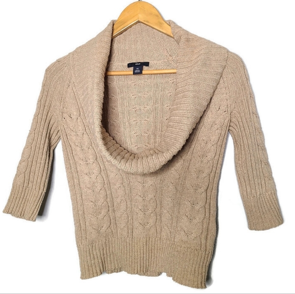 Gap Tan Low Cut Cowl Neck Sweater Size XS - Picture 2 of 9